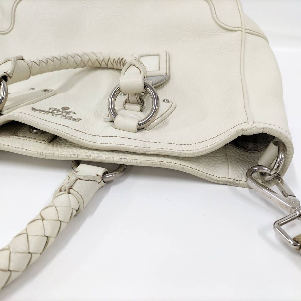 Prada 2-Way Tote Leather White — view 9