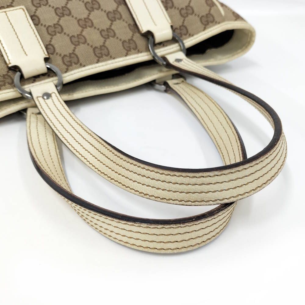 Gucci Tote GG Canvas Leather Beige Brown — view 4
