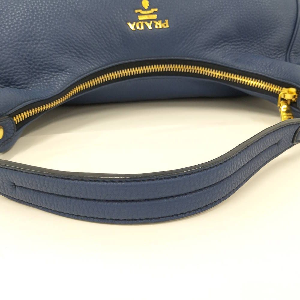 Prada Shoulder Bag Vitello Daino Leather Blue — view 6