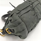 Prada Gathered Tote Nylon Khaki — view 4