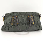Prada Gathered Tote Nylon Khaki — view 2