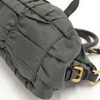 Prada Gathered Tote Nylon Khaki — view 5