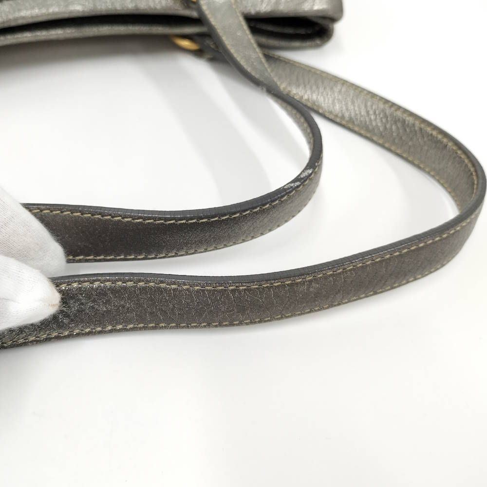 Prada Tote Canvas Leather Brown Silver — view 5
