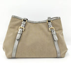 Prada Tote Canvas Leather Brown Silver — view 2