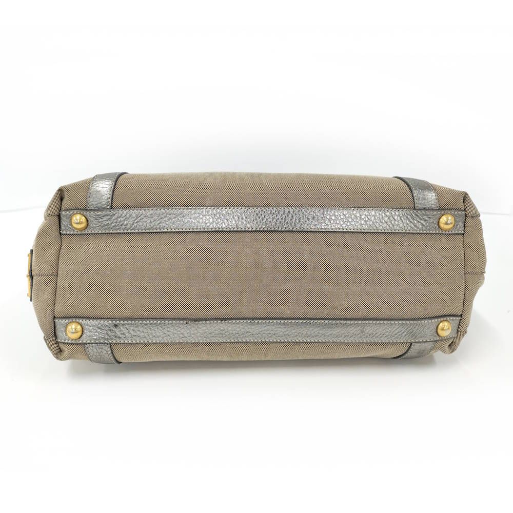 Prada Tote Canvas Leather Brown Silver — view 8