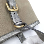 Prada Tote Canvas Leather Brown Silver — view 6