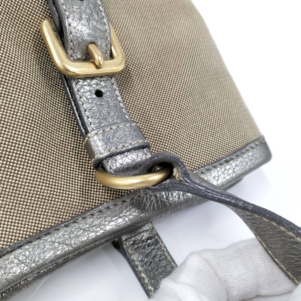 Prada Tote Canvas Leather Brown Silver — view 6