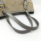 Prada Tote Canvas Leather Brown Silver — view 4