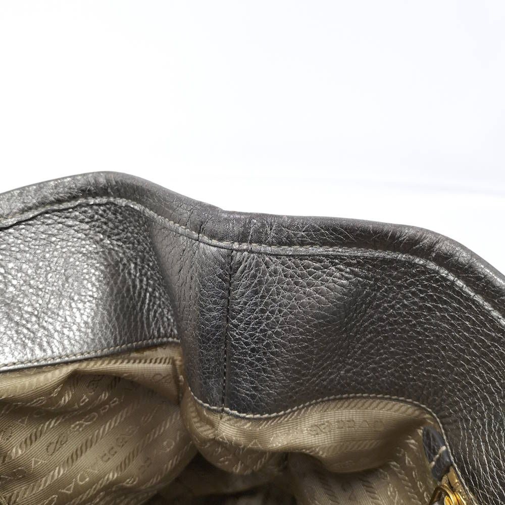 Prada Tote Canvas Leather Brown Silver — view 9