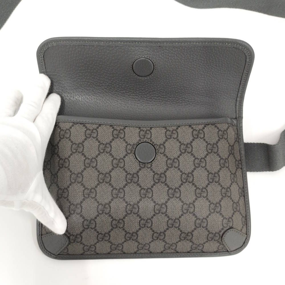 Gucci Belt Bag Ophidia GG Leather Gray — view 7