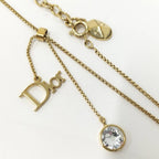 Dior Logo Necklace Gold Plated Rhinestone — view 4