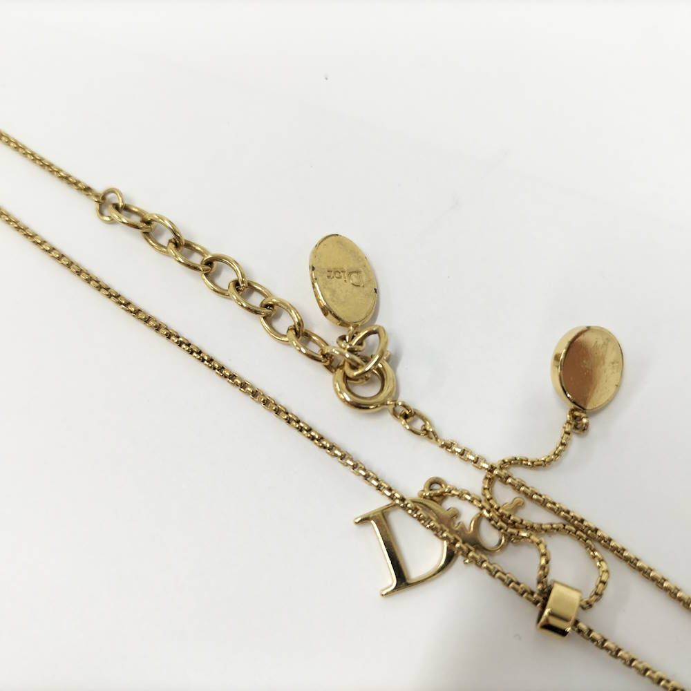 Dior Logo Necklace Gold Plated Rhinestone — view 6
