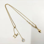 Dior Logo Necklace Gold Plated Rhinestone — view 3