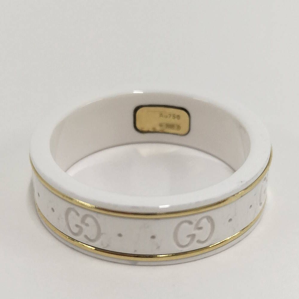 Gucci Icon Ring Ceramic 18k Yellow Gold White — view 2