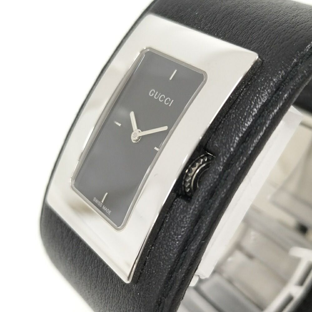 Gucci Bangle Watch SS Leather Quartz Black Dial — view 3