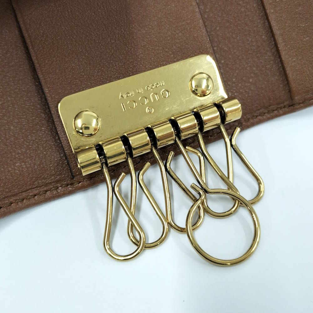 Gucci Diana 6 Key Case Bamboo GG Leather Brown Key Holder — view 6