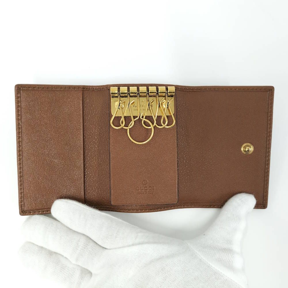 Gucci Diana 6 Key Case Bamboo GG Leather Brown Key Holder — view 2