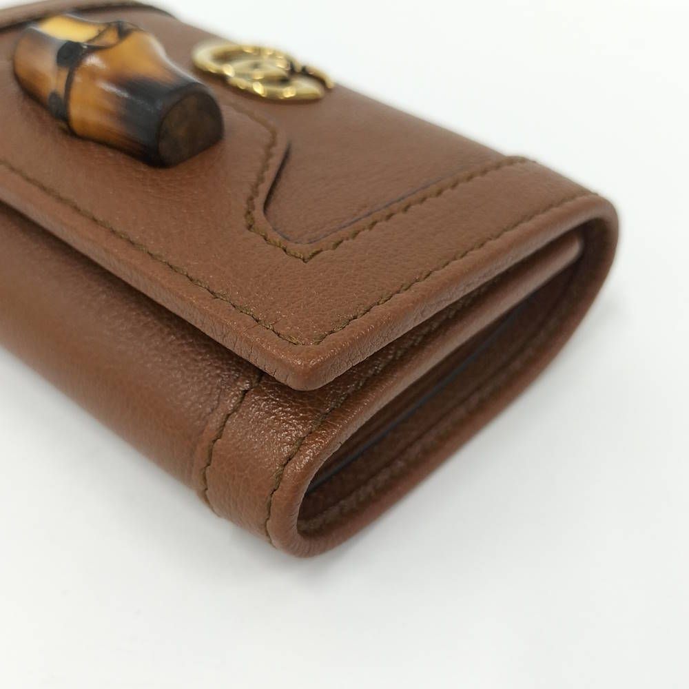 Gucci Diana 6 Key Case Bamboo GG Leather Brown Key Holder — view 4