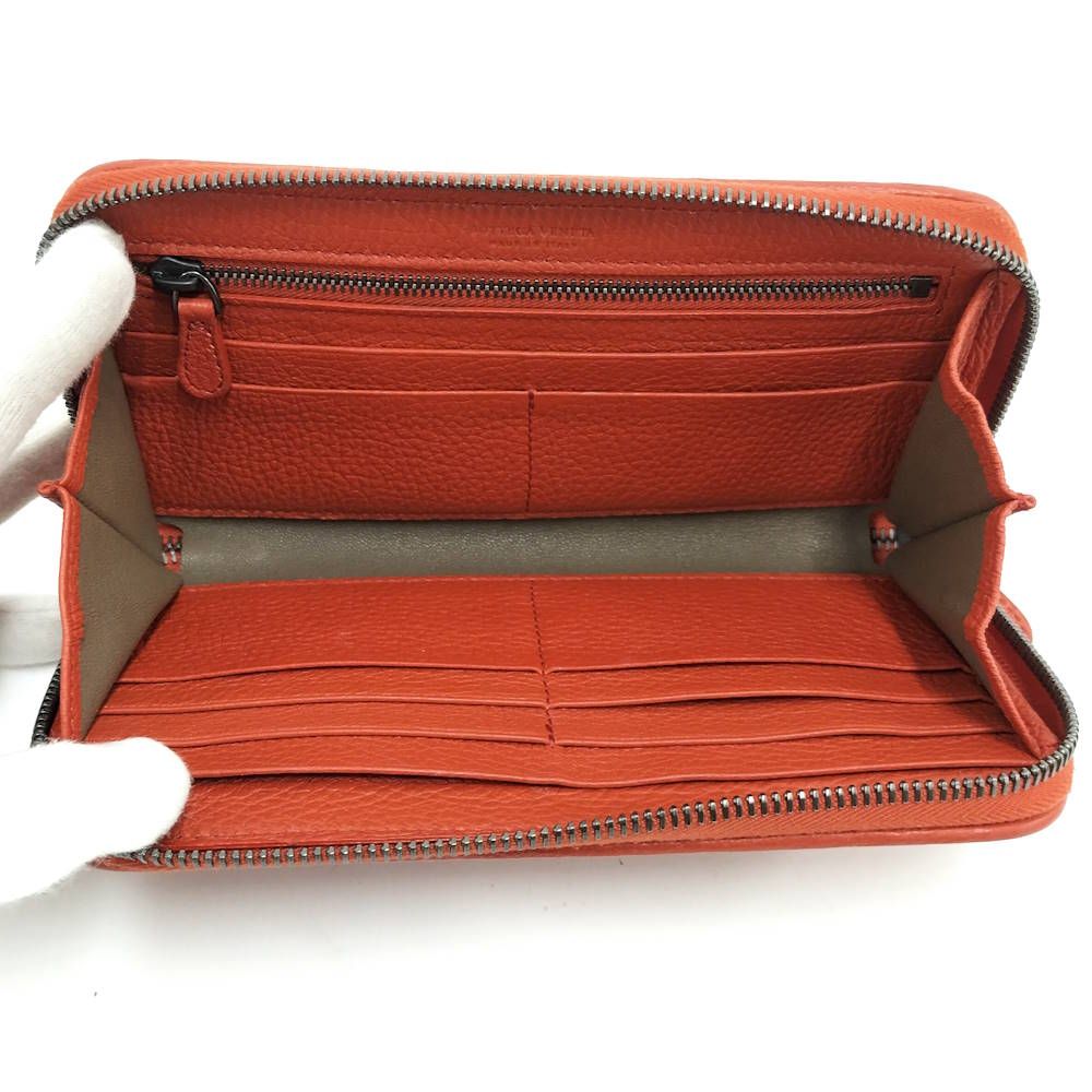 Bottega Veneta Zip Around Wallet Leather Orange — view 2