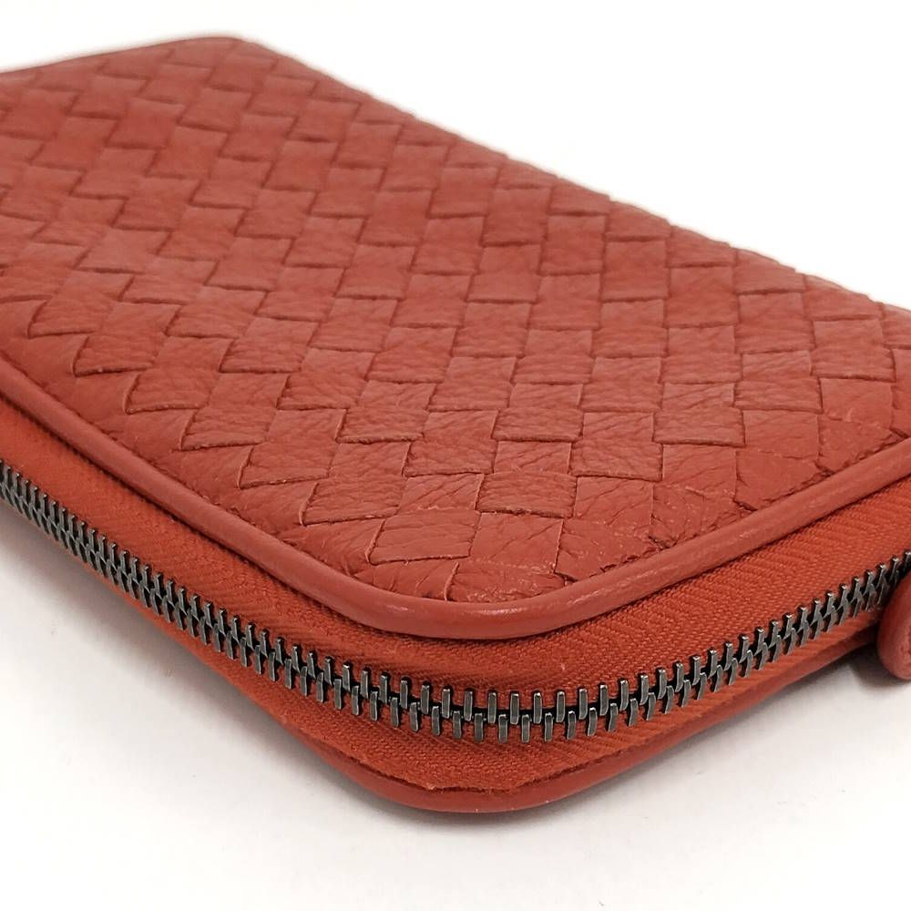 Bottega Veneta Zip Around Wallet Leather Orange — view 4