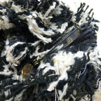 Chanel Camellia Corsage Tweed Black White Brooch — view 3