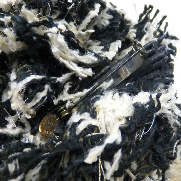 Chanel Camellia Corsage Tweed Black White Brooch — view 3