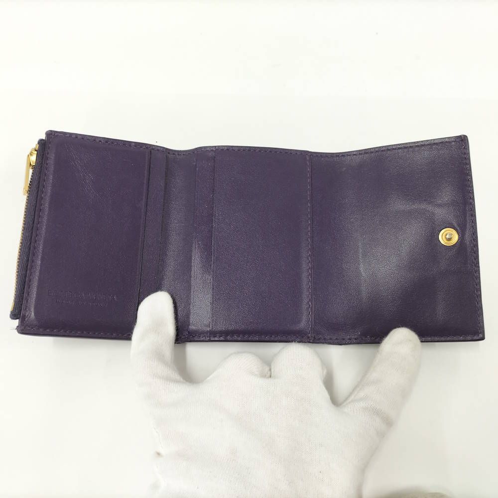 Bottega Veneta Trifold Wallet Intrecciato Small Leather Purple — view 3