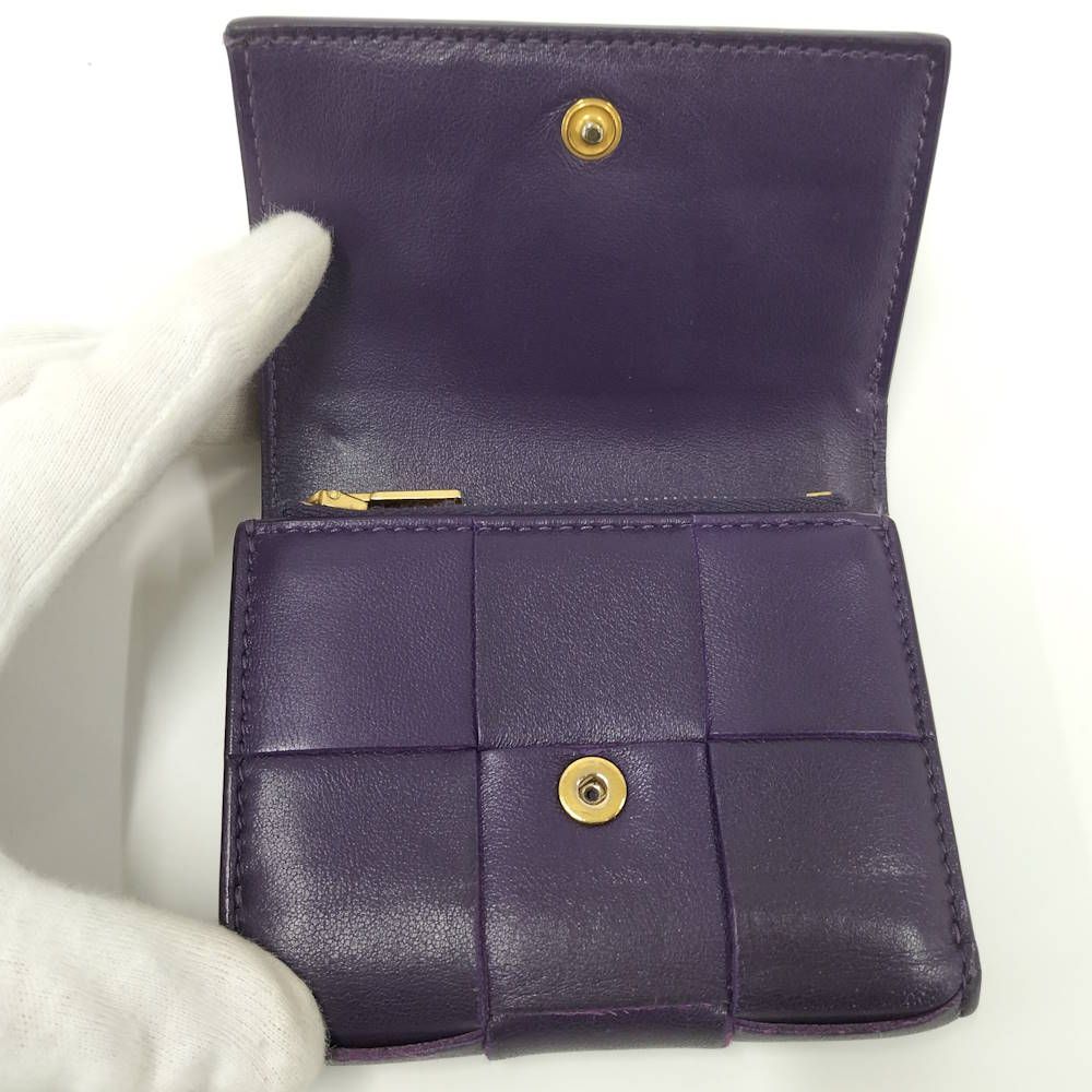 Bottega Veneta Trifold Wallet Intrecciato Small Leather Purple — view 2