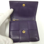 Bottega Veneta Trifold Wallet Intrecciato Small Leather Purple — view 2