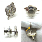 Chanel Pin Brooch 3 Piece Set Metal Rhinestone Clear Silver CC Camellia Leaf — view 4