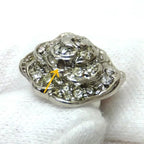 Chanel Pin Brooch 3 Piece Set Metal Rhinestone Clear Silver CC Camellia Leaf — view 5