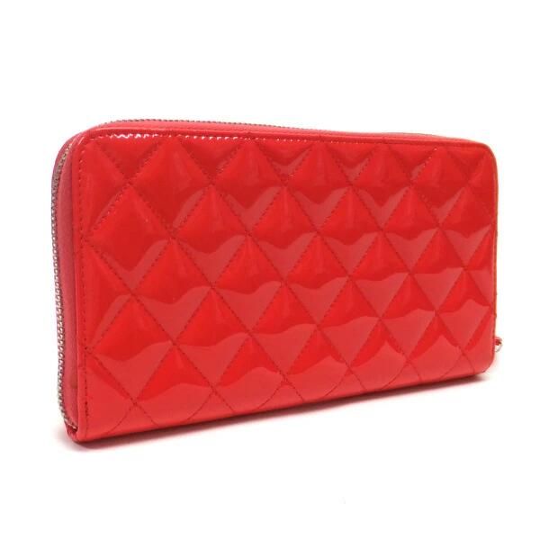 Chanel Zip Around Wallet Quilted Patent Leather Pink Silver — view 2