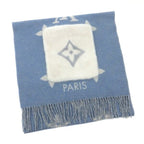 Louis Vuitton Cordray Cavic Scarf Cashmere Light Blue White Monogram Giant — view 2