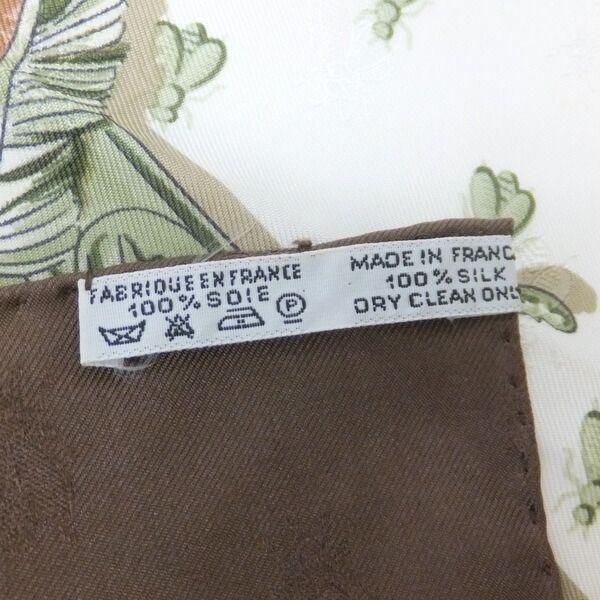 Hermes Carre 90 Scarf Silk Brown White Napoleon — view 4