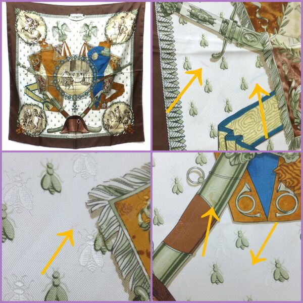 Hermes Carre 90 Scarf Silk Brown White Napoleon — view 3