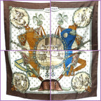 Hermes Carre 90 Scarf Silk Brown White Napoleon — view 2