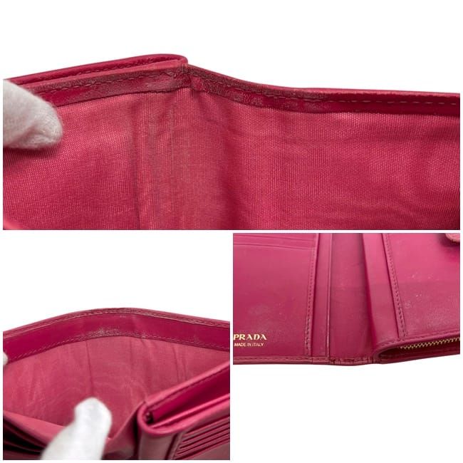 Prada Bifold Wallet Pink Peonia Folding Leather — view 5