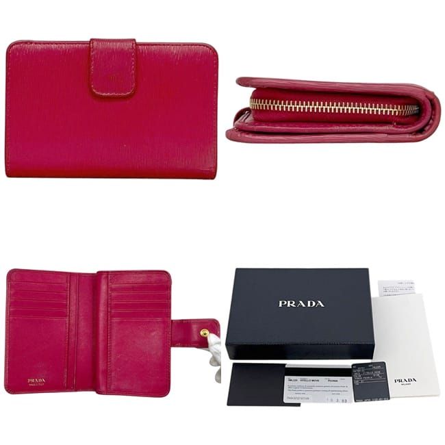 Prada Bifold Wallet Pink Peonia Folding Leather — view 2