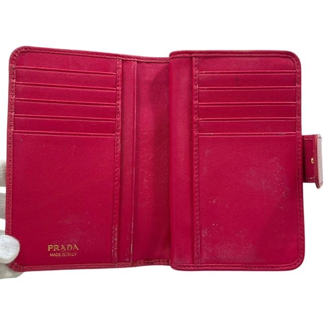 Prada Bifold Wallet Pink Peonia Folding Leather — view 8