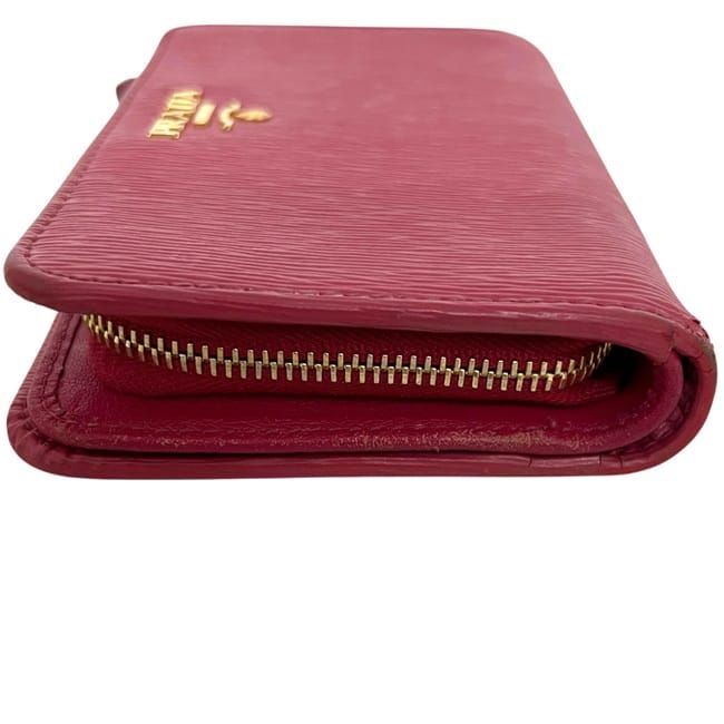 Prada Bifold Wallet Pink Peonia Folding Leather — view 9