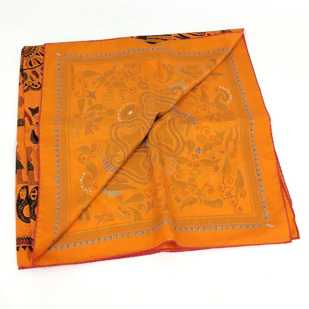 Hermes Carre 90 Scarf Kantha Silk Orange — view 2