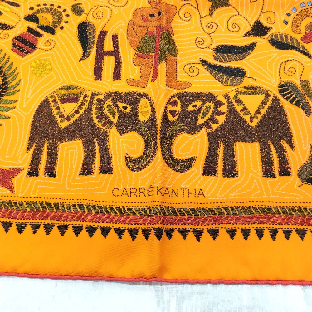 Hermes Carre 90 Scarf Kantha Silk Orange — view 3