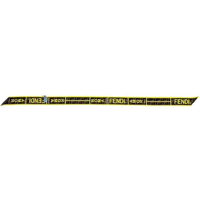 Fendi Ribbon Scarf Flappy Yellow Khaki Green Zucca — view 3