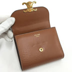 Celine Compact Wallet Small Triomphe Leather Brown Gold — view 4