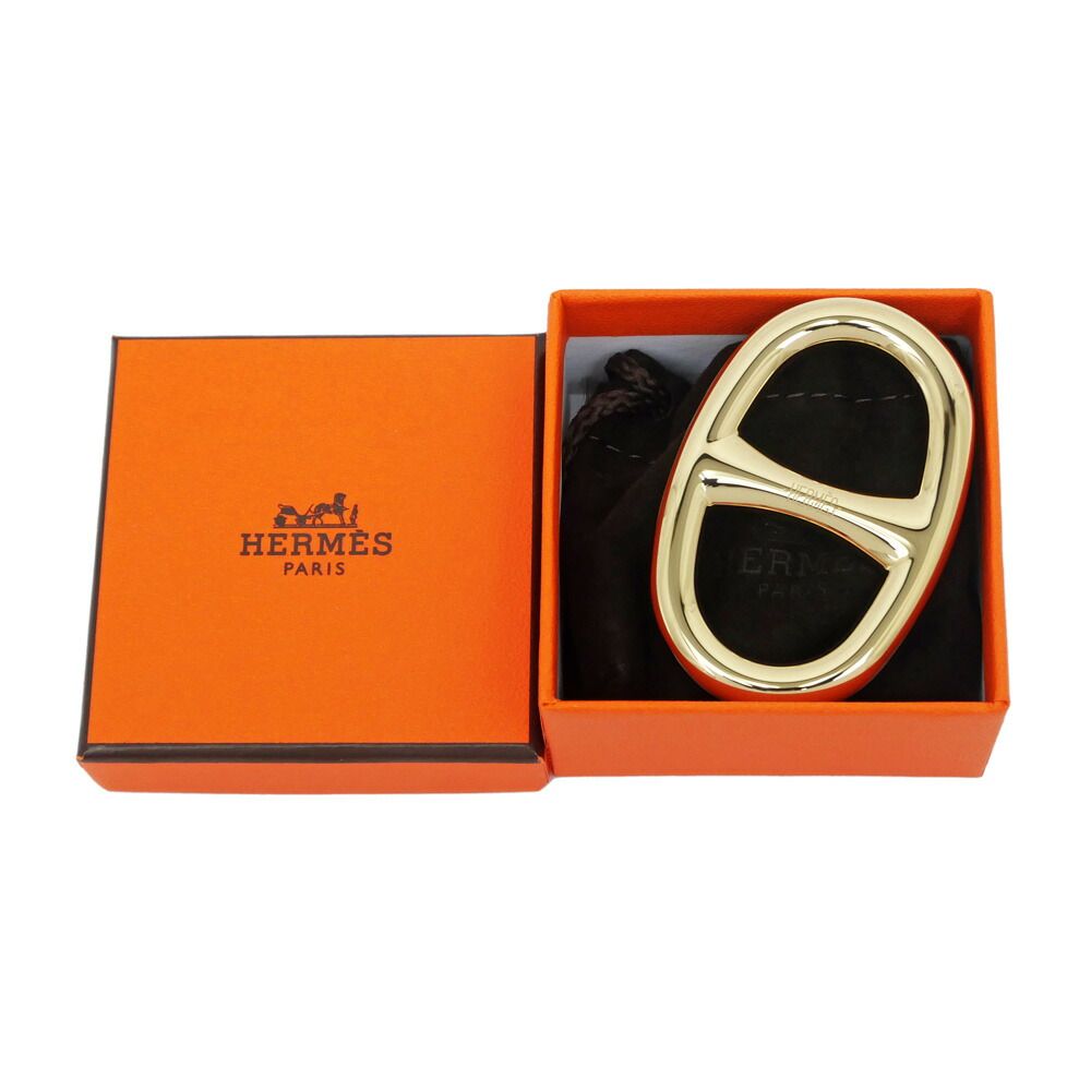 Hermes Scarf Ring Chaine D'ancre Perma Brass Gold Color Necklace Style Pendant — view 9