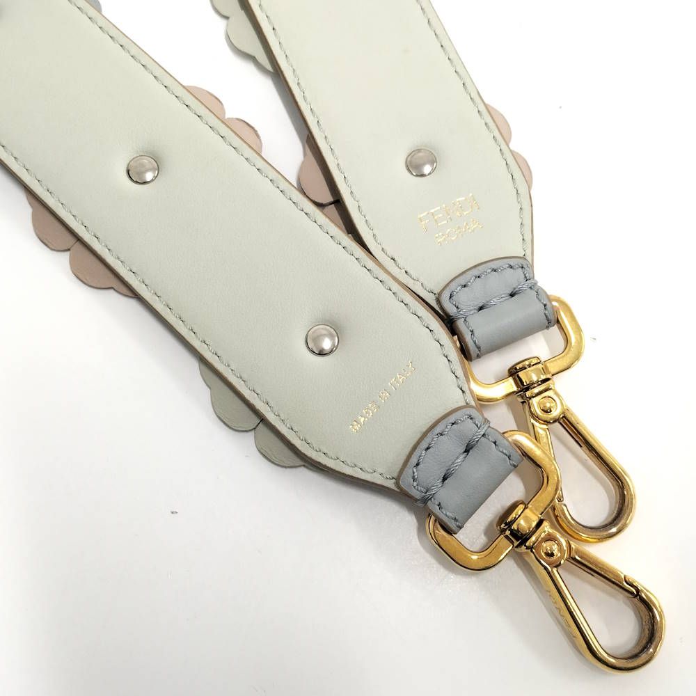 Fendi Shoulder Strap Flower Leather Gray Multicolor — view 9