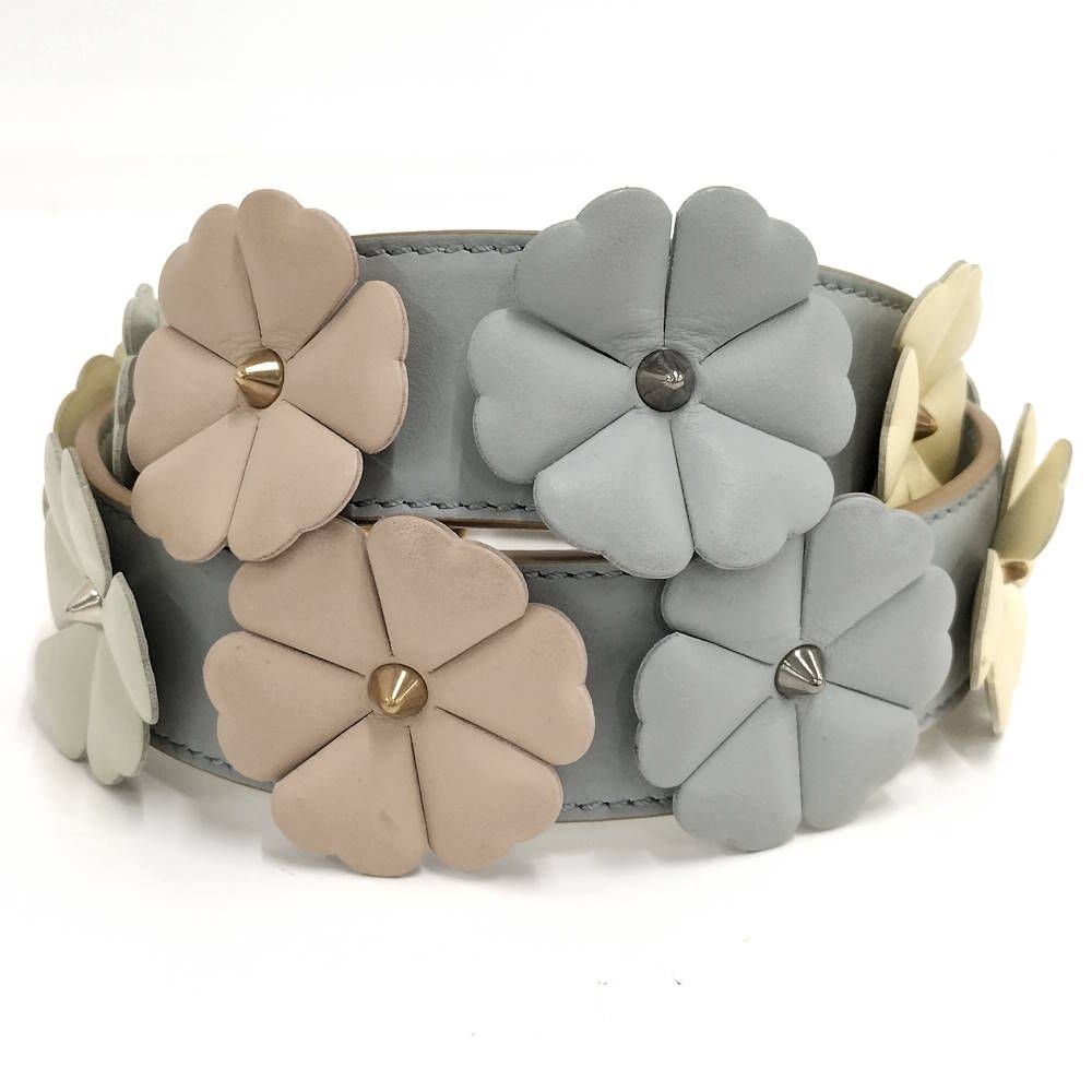Fendi Shoulder Strap Flower Leather Gray Multicolor — view 2