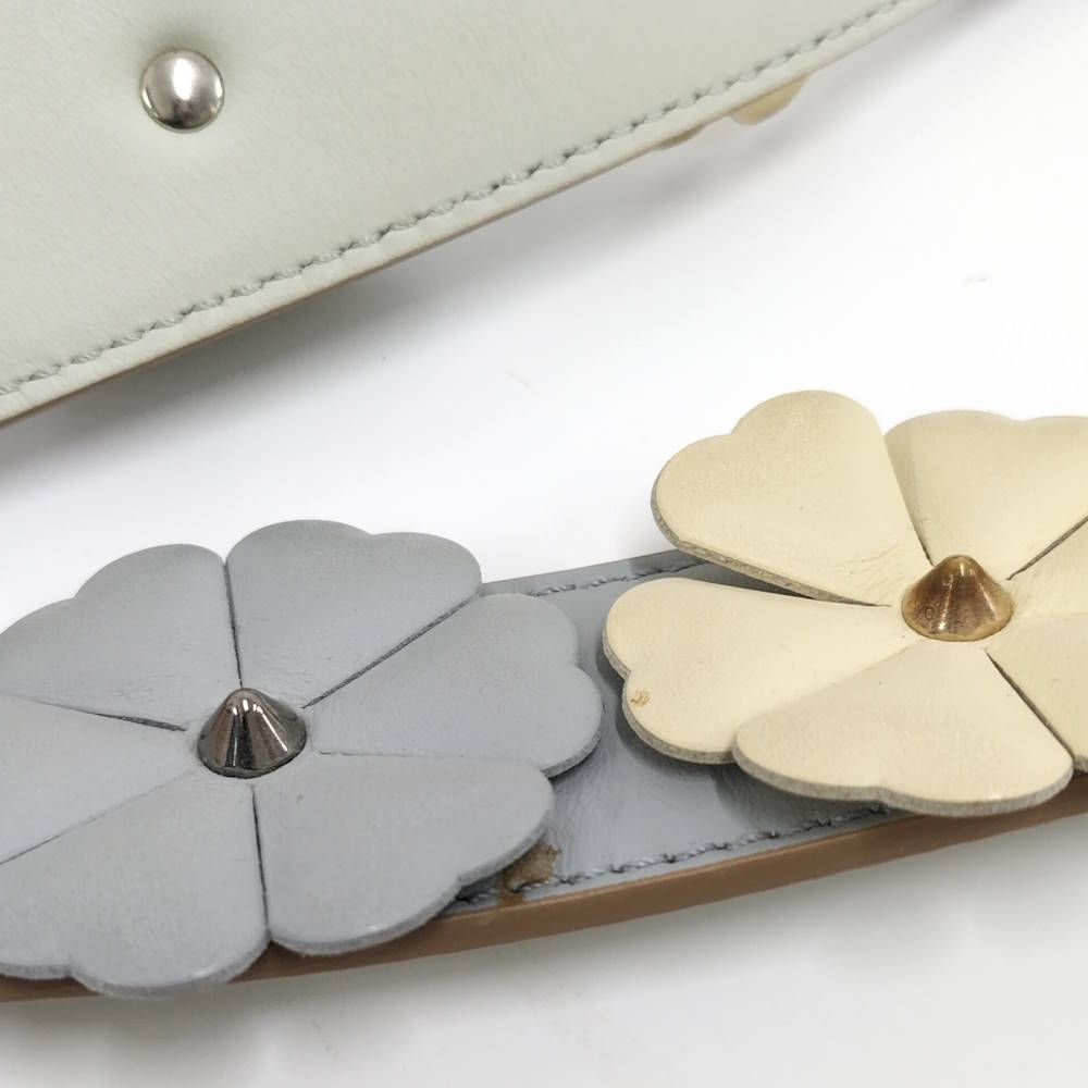 Fendi Shoulder Strap Flower Leather Gray Multicolor — view 5