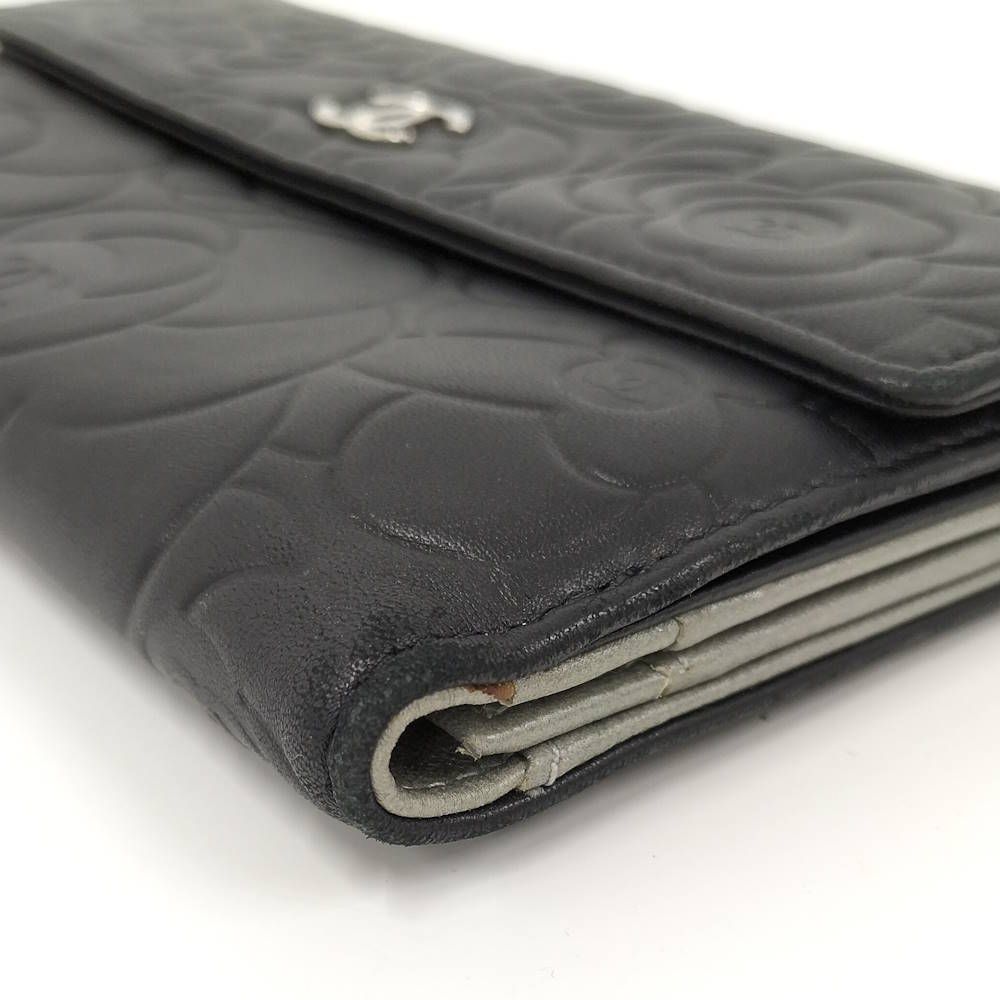 Chanel Camellia Bifold Wallet Leather Black — view 5
