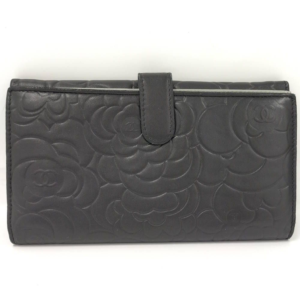Chanel Camellia Bifold Wallet Leather Black — view 4